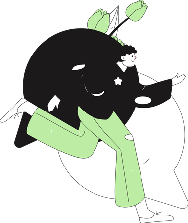 Young man running with chat bubble  Illustration