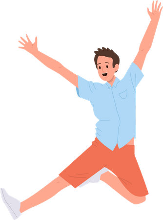 Young man screaming and jumping in air  Illustration