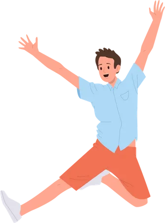 Excited Positive Young Man Student Or Freelancer Casual Character Screaming And Jumping In Air Cheering And Rejoicing Triumph Feeling Crazy Expression Because Of Win And Success Vector Illustration Illustration