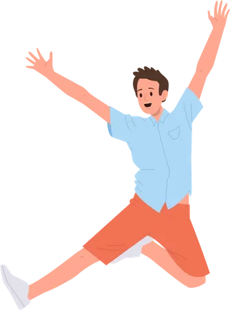 Young man screaming and jumping in air  Illustration