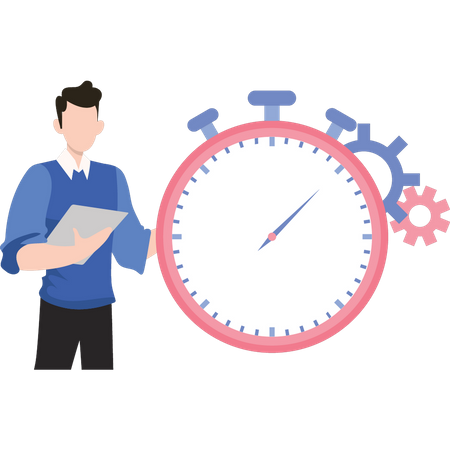 Young man setting time  Illustration
