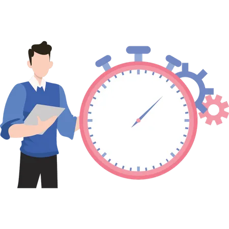 Young man setting time  Illustration