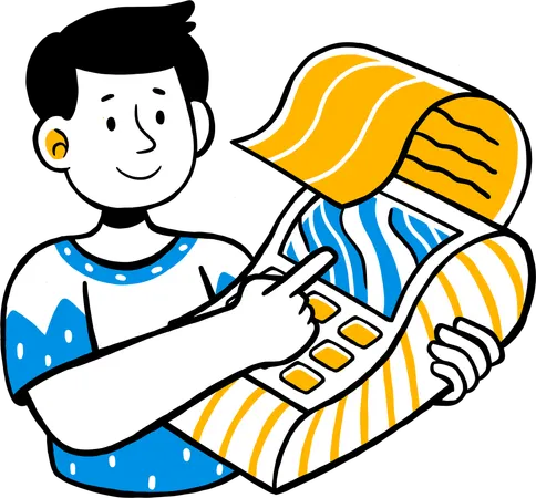 Young Man Shopping with EDC machine  Illustration