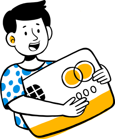 Young Man Shopping with Electronic Payment  Illustration