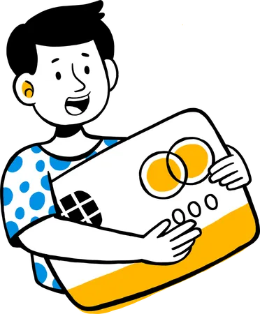 Young Man Shopping with Electronic Payment  Illustration