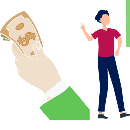 Young man showing business finance money  Illustration