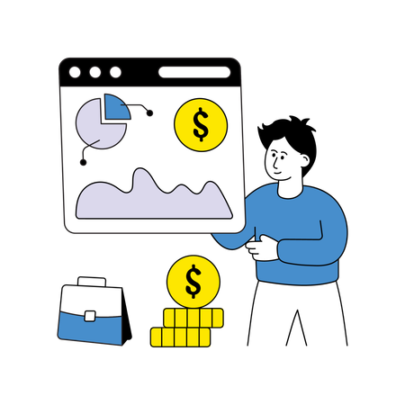 Young man showing Business Profit  Illustration