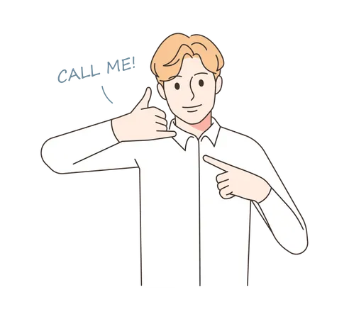 Young man showing call me hand gesture  Illustration