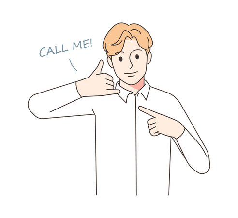 Young man showing call me hand gesture  Illustration