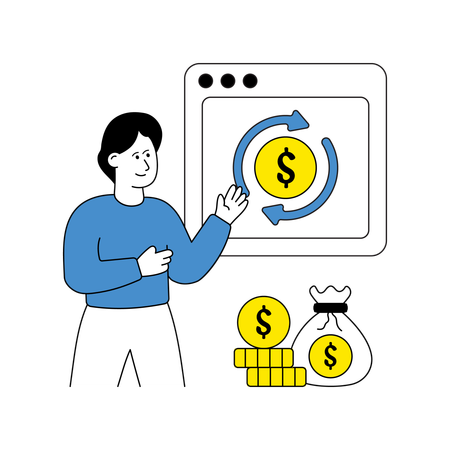 Young man showing Cash Flow  Illustration