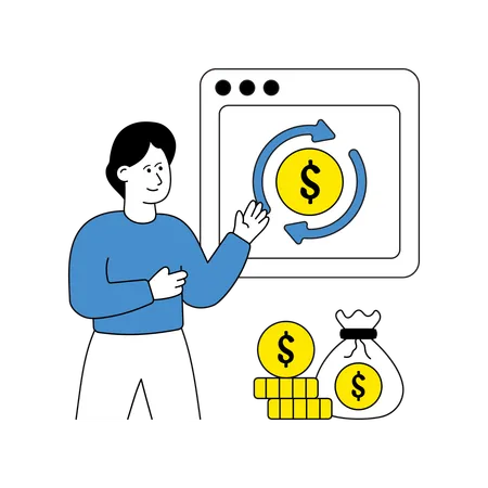 Young man showing Cash Flow  Illustration