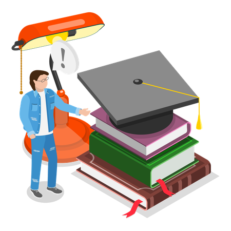 学習過程を示す若い男性  イラスト