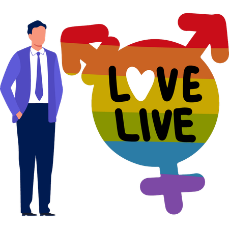 Young man showing love of sexes live  Illustration