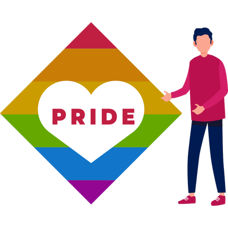 Young man showing pride heart  Illustration