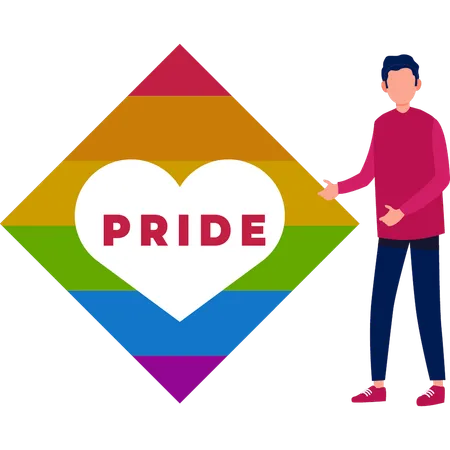 Young man showing pride heart  Illustration