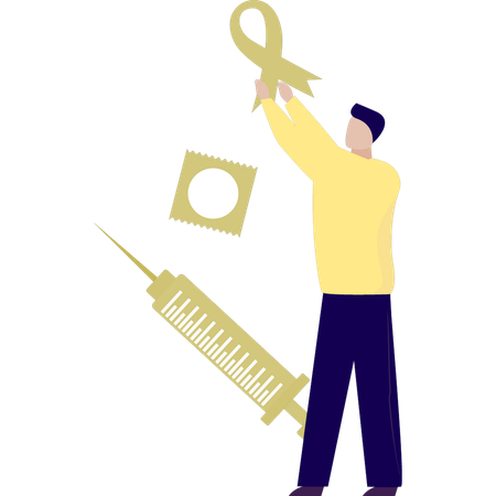 Young man showing sexual protection  Illustration