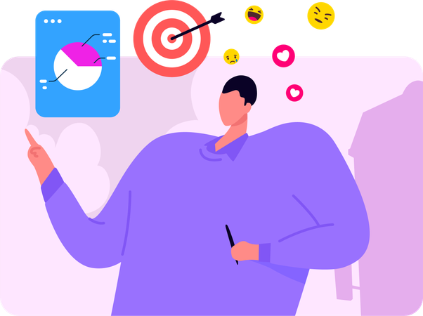 Young Man Showing Social Platfrom Daily Target  Illustration