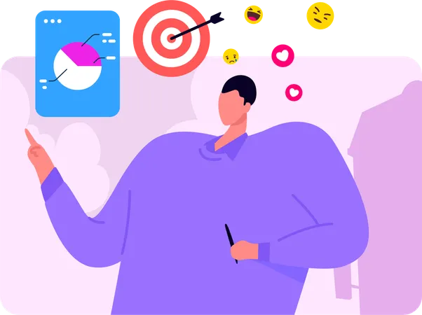 Young Man Showing Social Platfrom Daily Target  Illustration