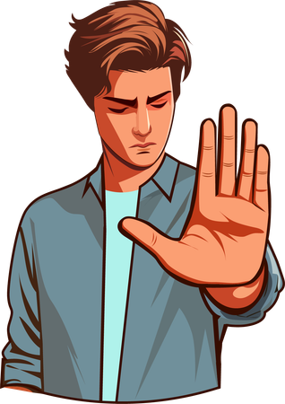 Young man showing stop hand  Illustration