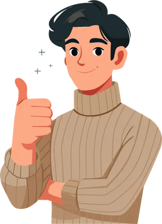 Young man showing thumbs up  Illustration