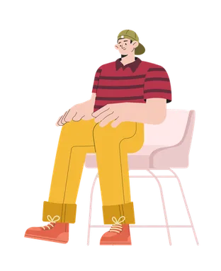 Young man sitting on chair