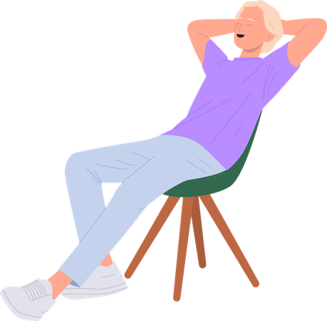 Young man sitting on chair and enjoying procrastination  Illustration