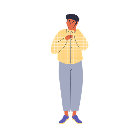 Young man sleep with folded hands under cheek  Illustration