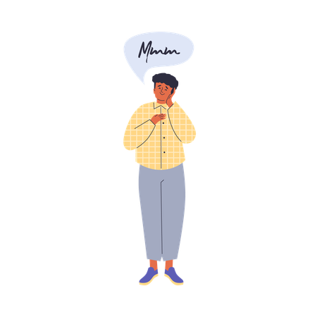 Young man sleep with folded hands under cheek while standing in dreaming  Illustration