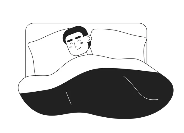 Young man sleeping in bed  Illustration