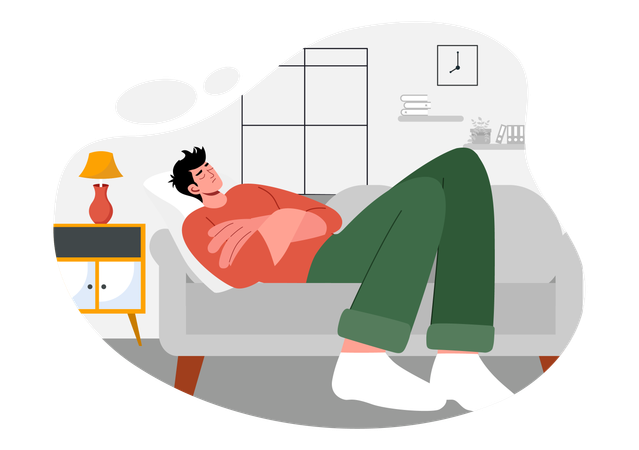 Young man sleeping on couch  Illustration