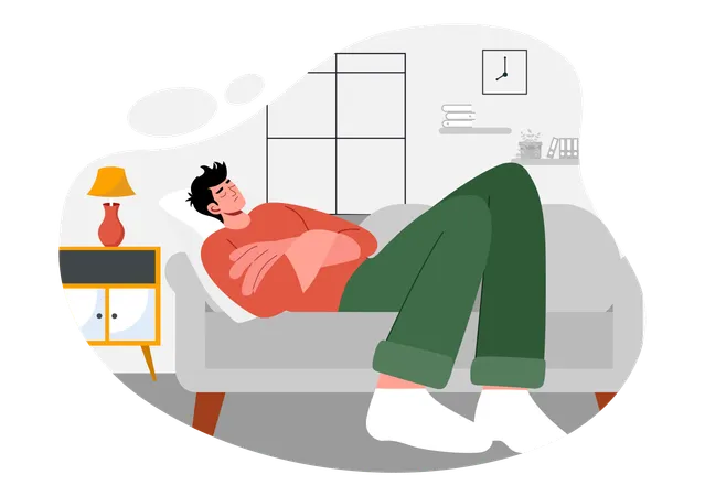 Young man sleeping on couch  Illustration