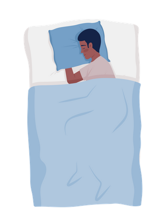 Young man sleeping on side comfortably  Illustration