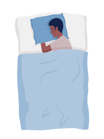 Young man sleeping on side comfortably  Illustration