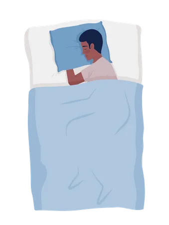 Young man sleeping on side comfortably  Illustration