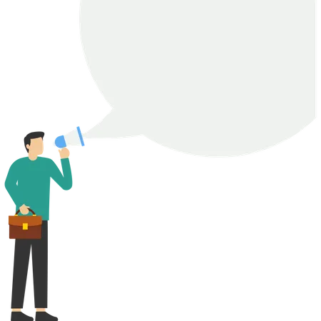 Young Woman Or Businesswoman Standing And Communicating Via Megaphone Announce The Message Concept Talk To People Promotion Attention Vector Illustration Illustration