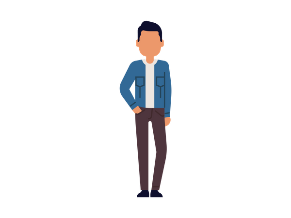 Young man Standing and putting his hand on pocket Illustration