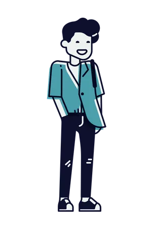 Young man Standing and putting his hand on pocket  Illustration