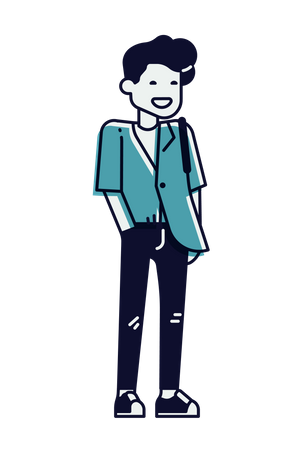 Young man Standing and putting his hand on pocket  Illustration