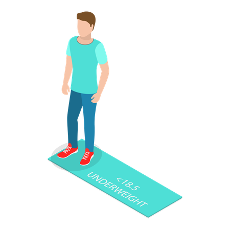 Young man standing in underweight  Illustration