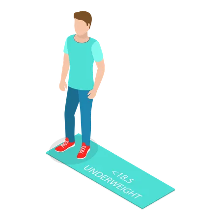 Young man standing in underweight  Illustration