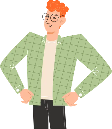 A Young Man Stands Proudly With His Shoulders Squared Illustration