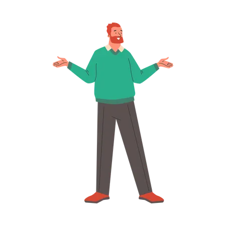 Young man standing with open hands  Illustration
