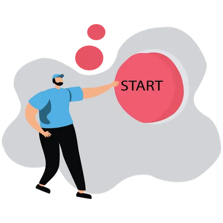 Young man start new job  Illustration