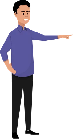 Young man stood with his hand pointing forward  Illustration