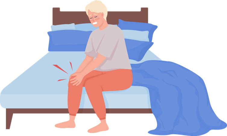 Young man suffering from morning joint pain Illustration