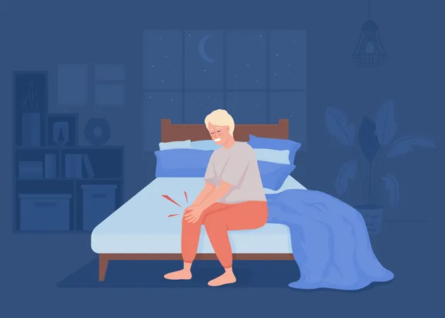 Young man suffering from morning joint pain  Illustration