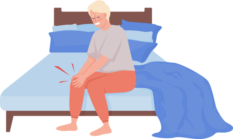 Young man suffering from morning joint pain  Illustration