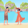 illustrations for taking photo on beach