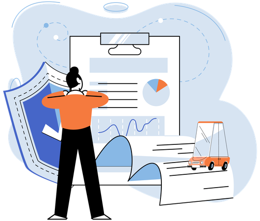 Young man taking vehicle insurance  Illustration