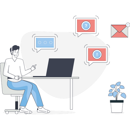 Young man talking about business mail  Illustration